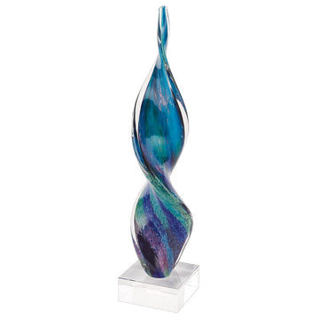 Murano Style Art Glass Firestorm Corkscrew 18" Centerpiece
