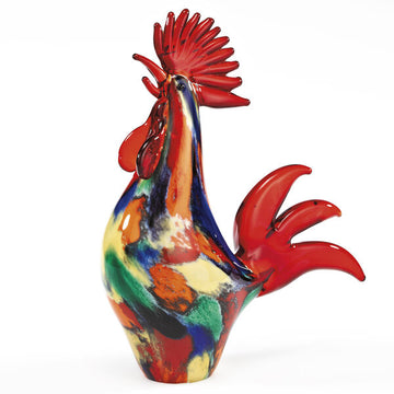 Colorful Murano Style Artistic Glass 11" Rooster
