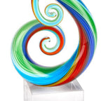 Rainbow Murano Style Art Glass Note Centerpiece on Crystal Base 11