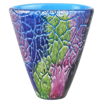 Cool Firestorm Murano Style Art Glass 8" Oval Vase