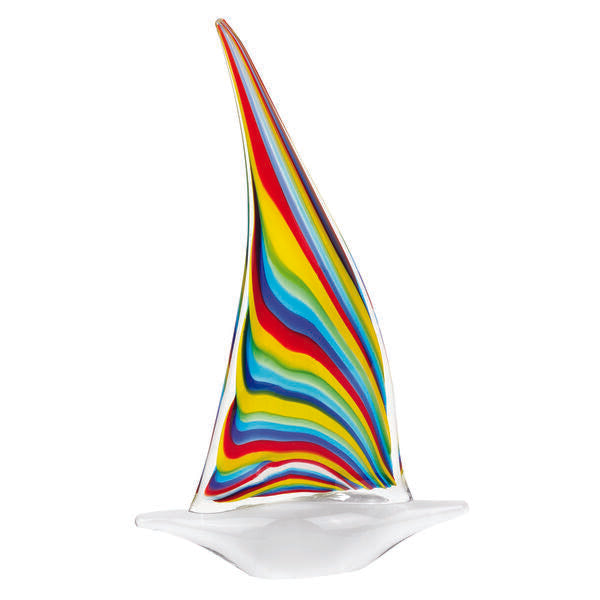 Murano Style Art Glass 13" Rainbow Sailboat