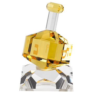 Hand Crafted Amber Crystal Dreidel On Stand H3