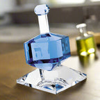 Hand Crafted Cobalt Crystal Dreidel On Stand H3".