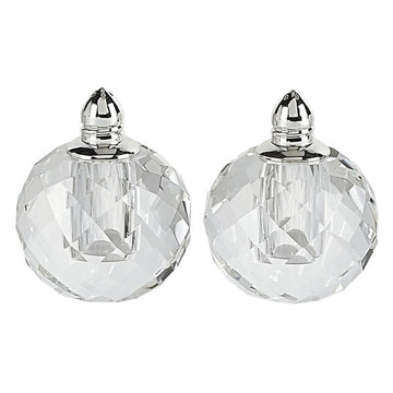 Zendra Platinum Hand Made Lead Free Pair of Crystal Salt and Pepper Shakers H2.5