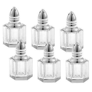 Handmade Lead Free Crystal Alana Individual Salt and Peppers -1.5" - Gift Boxed 6 Pc Set