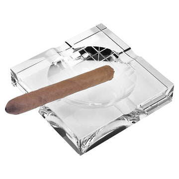 Hand Cut Crystal Excelsior Cigar Ash Tray 6 x 6 x 1