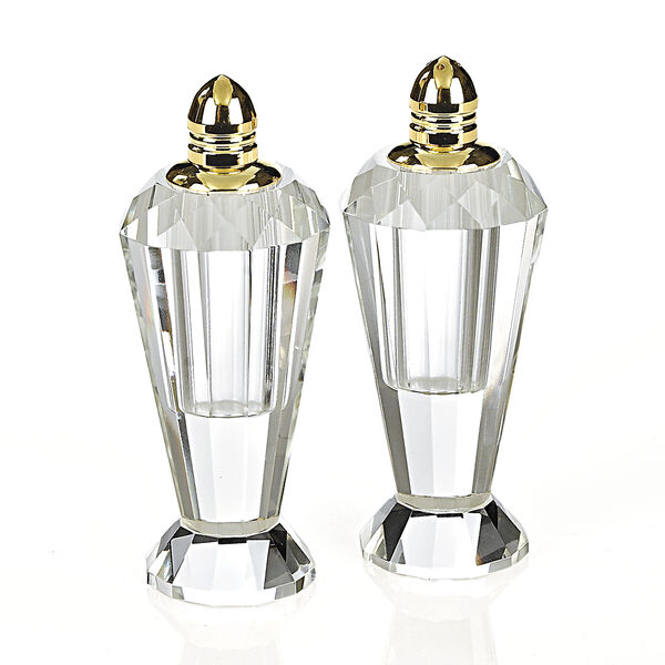 Preston Gold Handmade Lead Free Crystal Pair of Salt and Pepper Shakers - H4
