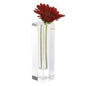 Donovan Handcrafted Square 7.25" Optical Crystal Bud Vase