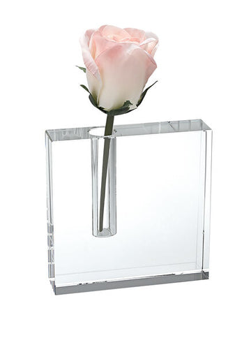 The Block Handcrafted Architectural Optical Crystal Bud Vase 5 x 5