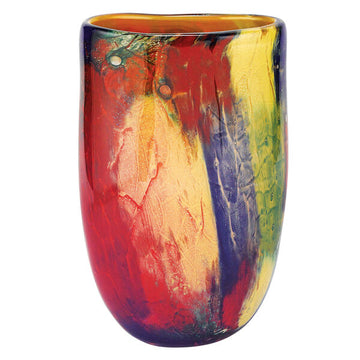 Firestorm Murano Style Art Glass 11" Oval Vase