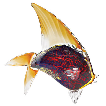 Firestorm Murano Style Art Glass Tropical Fish Figurine H 15.5" x L 18