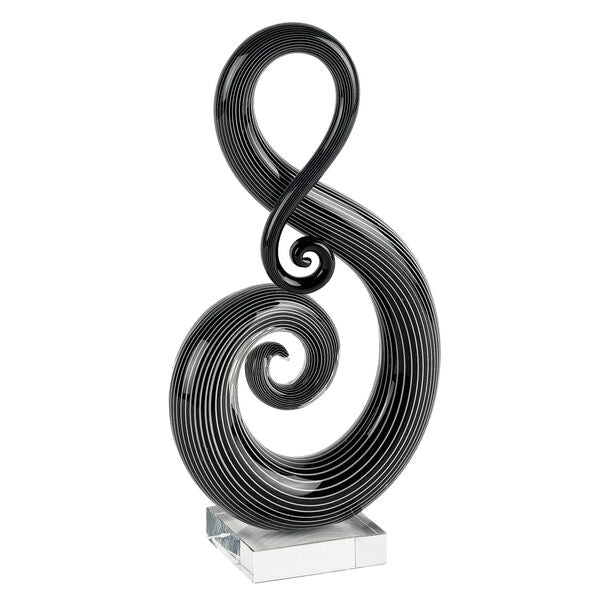 The Note - a Black and White Murano Style Art Glass Centerpeice H11