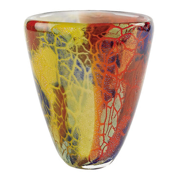 Firestorm Murano Style Art Glass 8" Oval Vase