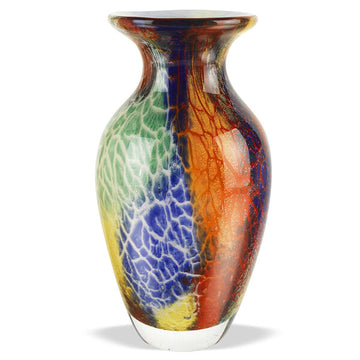Firestorm Murano Style Art Glass 11" Vase
