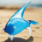 Light Blue Murano Style Art Glass Tropical Fish H 15.5 x L 18
