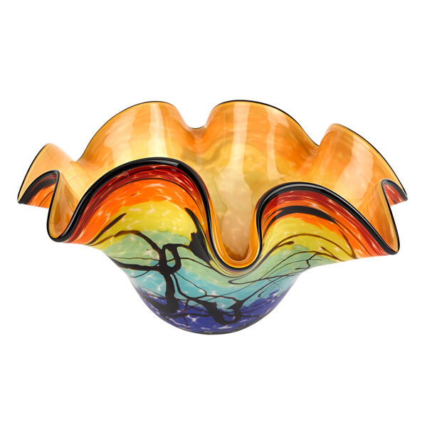 Allura Murano Style Art Glass Floppy Design 15" Centerpiece Bowl