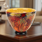 Firestorm Murano Style Art Glass Centerpiece or Punch Bowl D12XH7