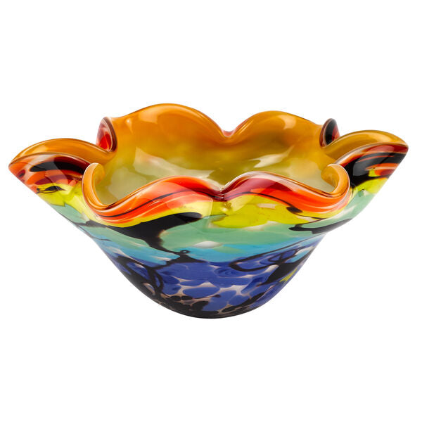 Allura Murano Style Art Glass Wavy 8.5 inch Centerpiece or Candy Bowl