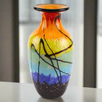 Allura Murano Style Art Glass Urn Shape 10.5" Decorative Vase