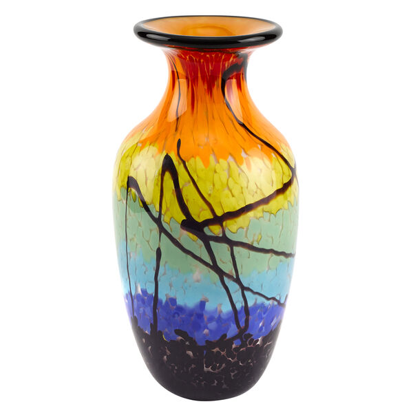 Allura Murano Style Art Glass Urn Shape 10.5" Decorative Vase