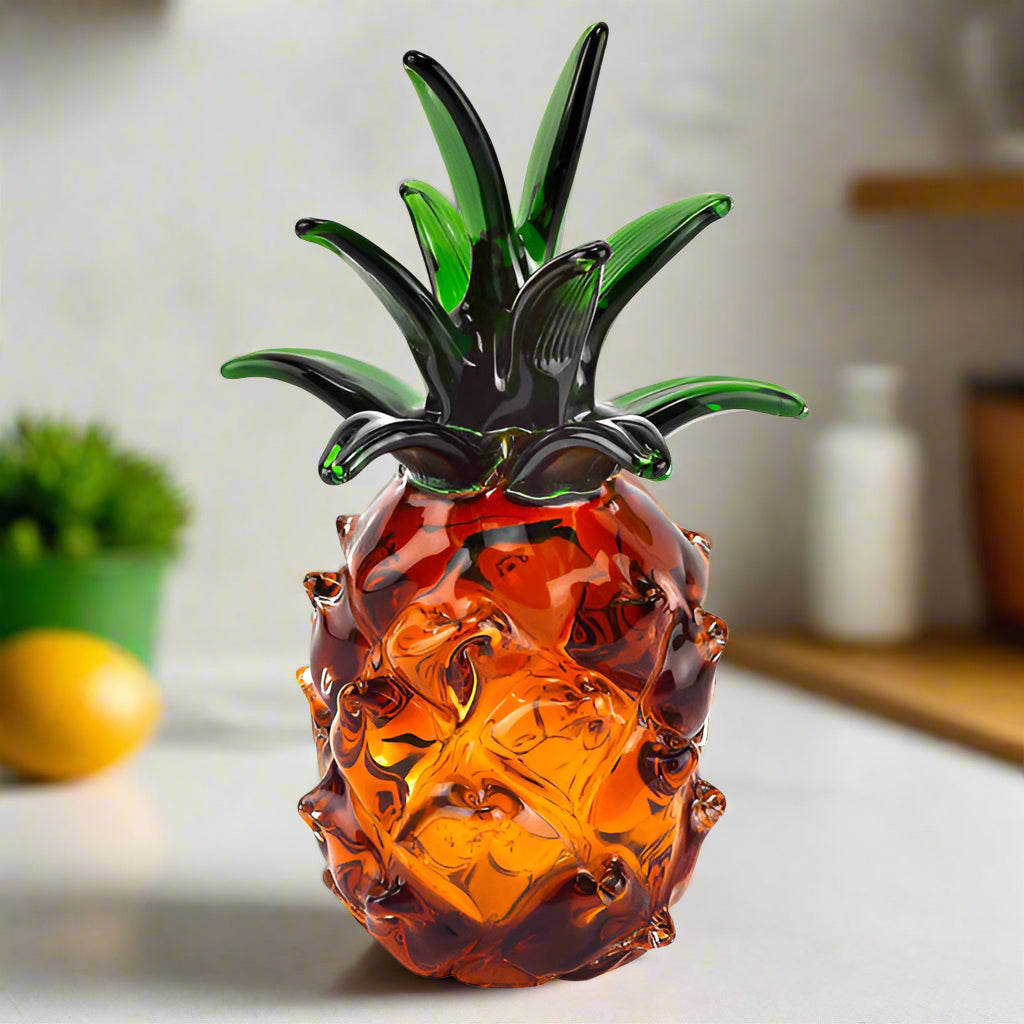 Murano Style Mouth Blown Art Glass 10" Pineapple.