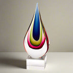Essence Murano Style Mouth Blown Teardrop Centerpiece on Crystal Base 12" Tall