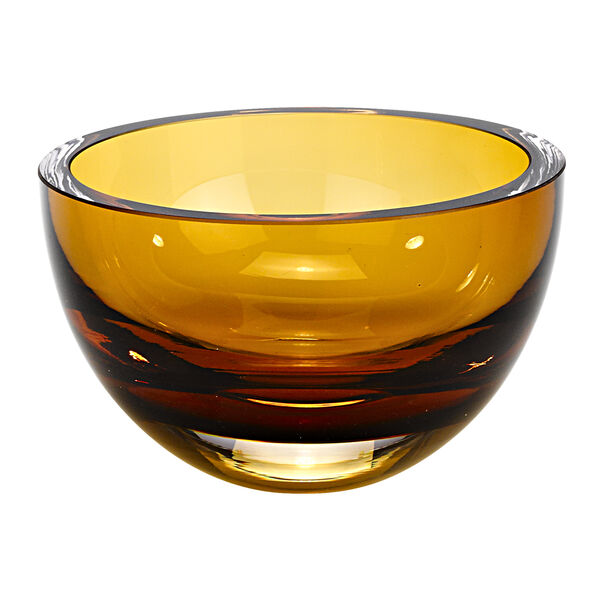 Penelope Amber Mouth Blown European Lead Free Crystal 6" Bowl-K2003