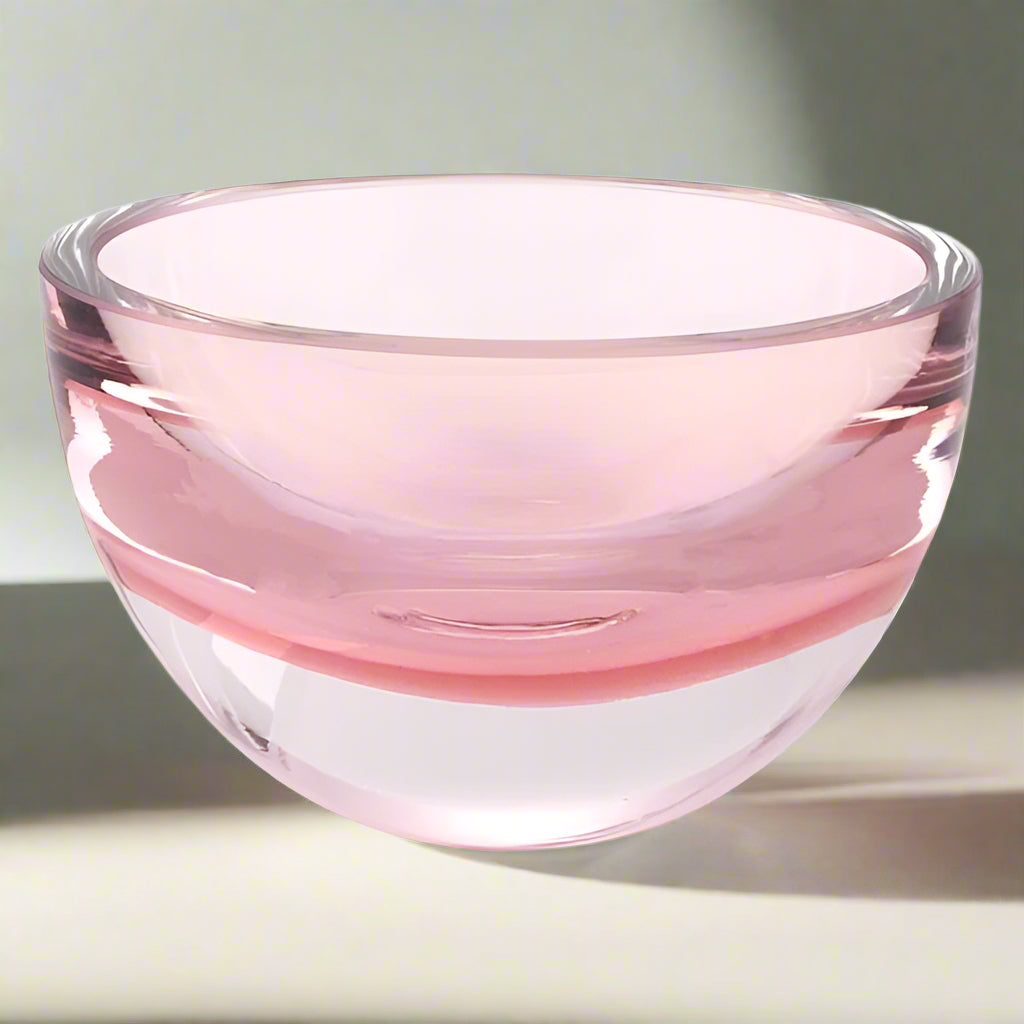 Penelope Pink Mouth Blown European Lead Free Crystal 6" Bowl
