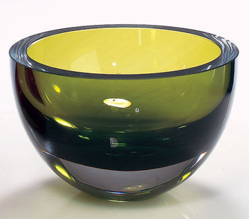 Penelope Olive Green Mouth Blown European Lead Free Crystal 6" Bowl