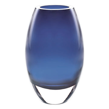 Radiant Midnight Blue European Mouth Blown Crystal 9" Vase