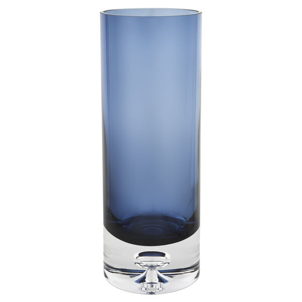 Galaxy European Mouth Blown Lead Free Crystal Midnight Blue Cylinder Vase 10.5" X 3