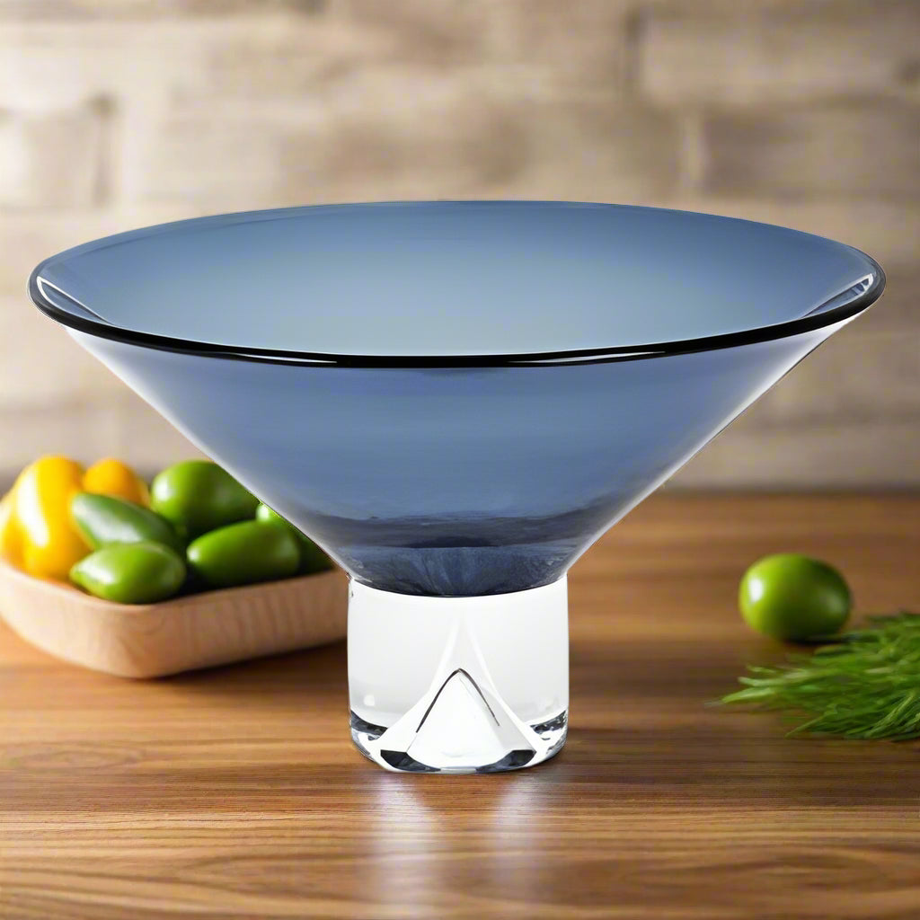 Monaco Midnight Blue European Mouth Blown Crystal 12" Centerpiece Bowl