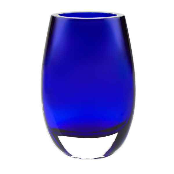 Crescendo Cobalt Blue European Mouth Blown Crystal 7.5" Vase
