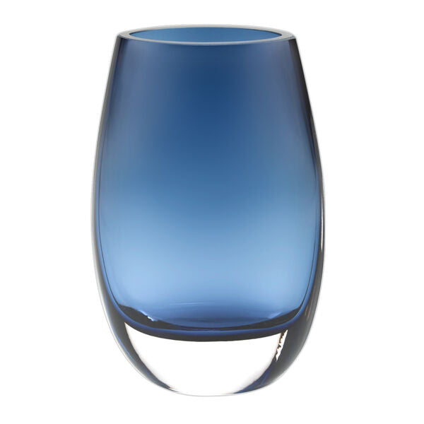 Crescendo Midnight Blue European Mouth Blown Oval Thick Walled 7.5" Vase