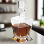 Regal European Mouth Blown Lead Free Crystal Square Decanter H10" 28 oz.