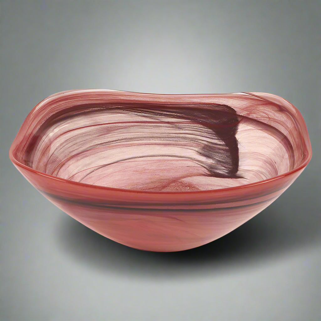 Pair of Terra Cotta Alabaster Glass 6" Squarish Salad or Candy Bowls