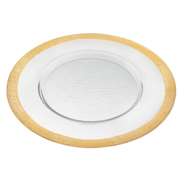 Gold Border Round 13 " Glass Charger Plate