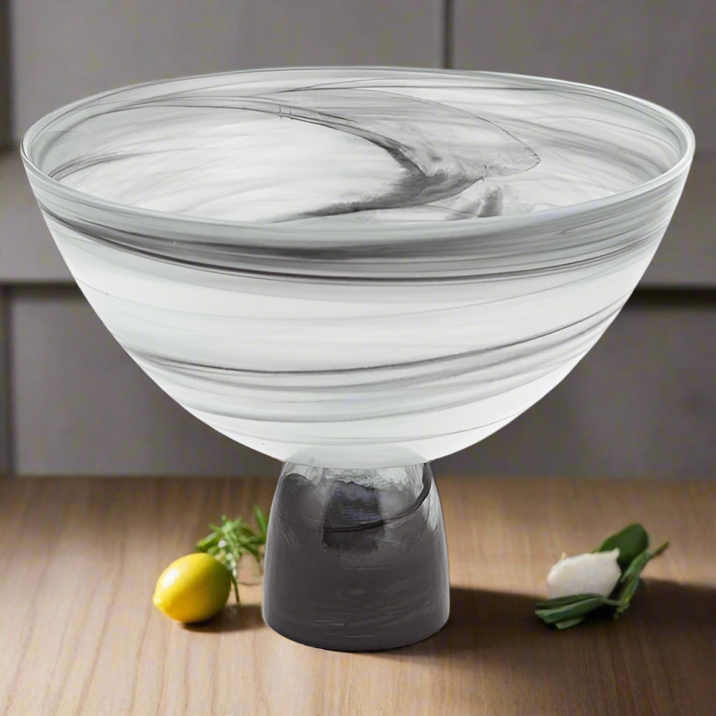 Milky Way Footed Alabaster Glass Centerpiece Bowl D10 x H7