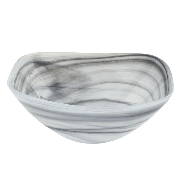 Pair of Gray Alabaster Glass 6" Squarish Salad or Candy Bowls