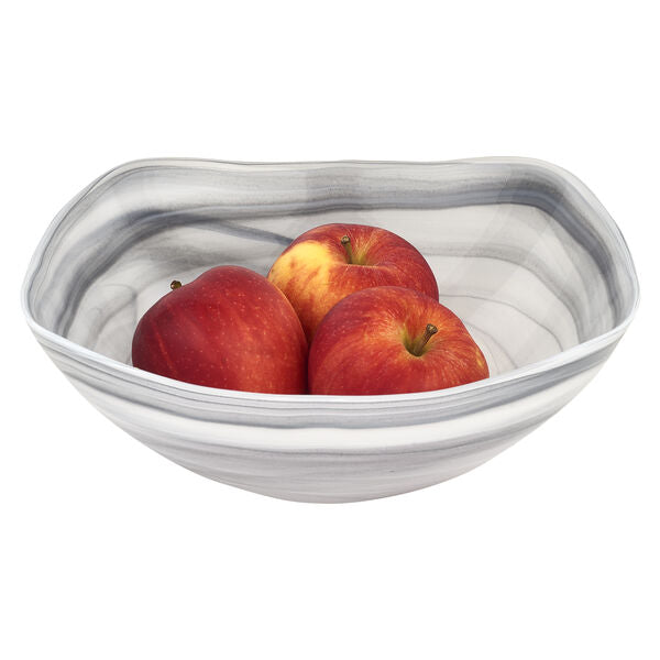 Gray Alabaster Glass 10" Squarish Salad or Serving Bowl