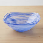 Blue Alabaster Glass 10" Squarish Salad or Serving Bowl