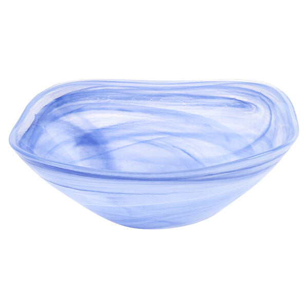 Blue Alabaster Glass 10" Squarish Salad or Serving Bowl
