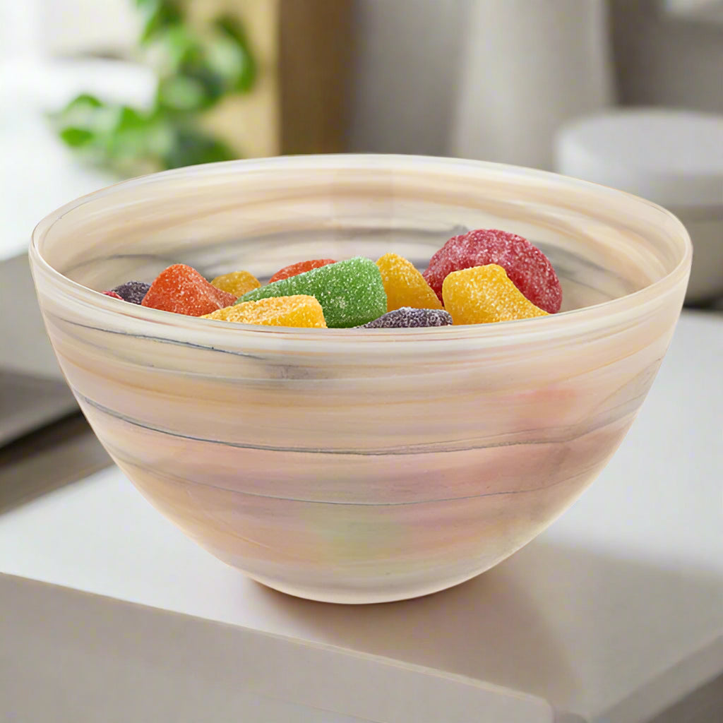 Taupe Alabaster Glass 6" Round Salad or Candy Bowl