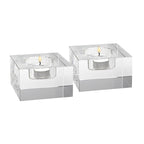 Dakota Crystal Block Pair of T-lite Holders H2 x L3