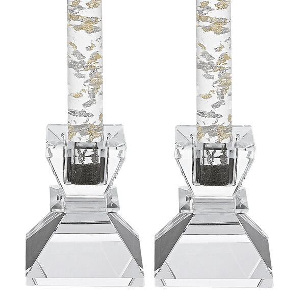 Saturn Pair of 2.75" Handcrafted Crystal Candle Holders